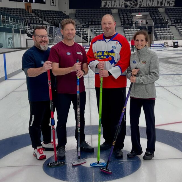 Team Quinn — Jamie, Kieran, LeRoy and Mary Beth — at the GNCC Arena Championships this weekend (action photos by Alan Green) 🥌 #southshorecurling #southshorecurlingclub #sscc #curling @oceanstatecurling
